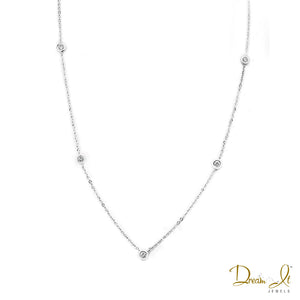 14 Karat White Gold and Diamond (0.27ct) Bezel Necklace | Dream It Jewels 