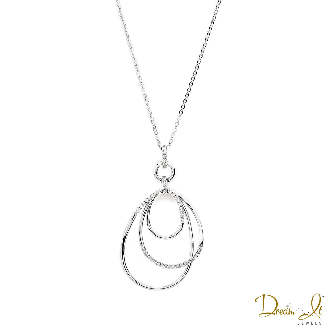 14 Karat White Gold and Diamond (0.29ct) Hoop Pendant | Dream It Jewels 