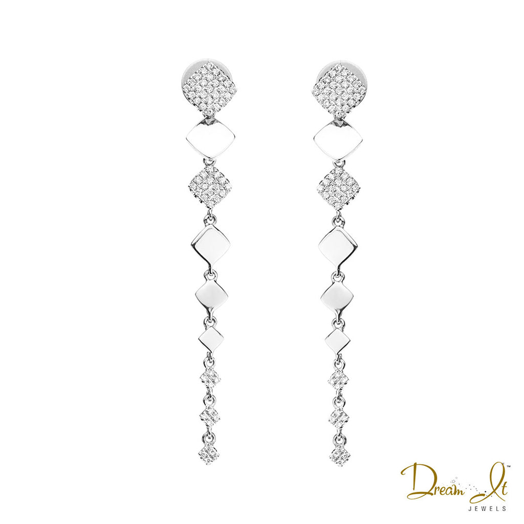 14 Karat White Gold and Diamond (0.30ct) Dangling Diamond Earrings | Dream It Jewels