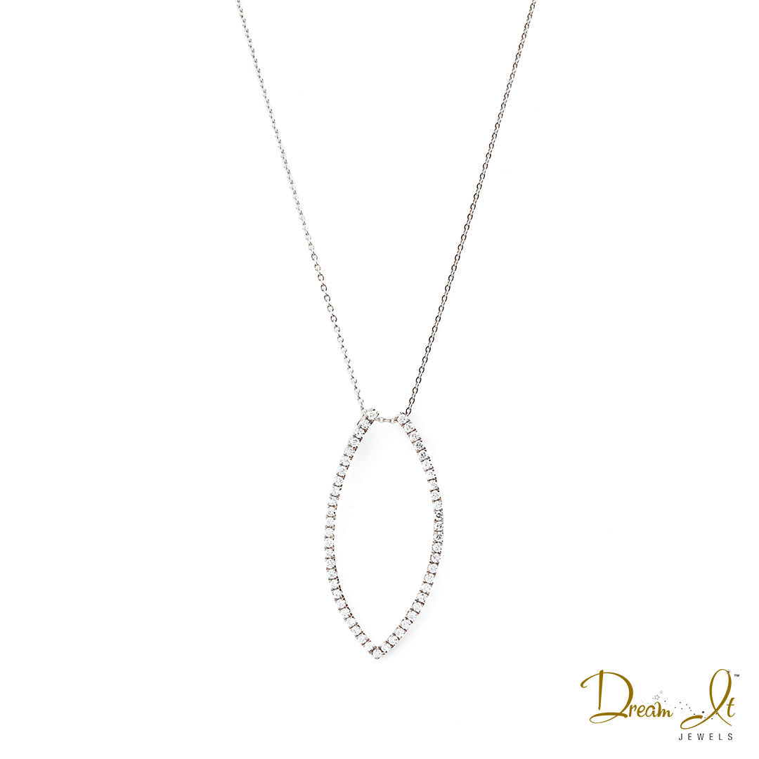 14 Karat White Gold and Diamond (0.30ct) Oval Shape Pendant | Dream It Jewels 