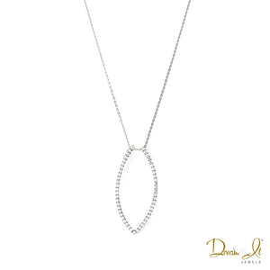 14 Karat White Gold and Diamond (0.30ct) Oval Shape Pendant | Dream It Jewels 