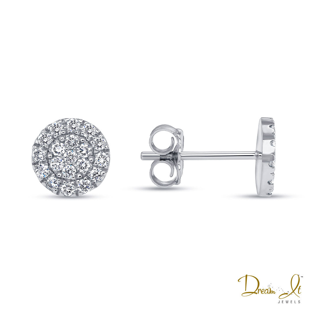 14 Karat White Gold and Diamond (0.46ct) Cluster Earrings - Dream It Jewels