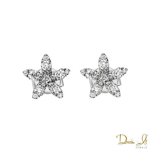 14 Karat White Gold and Diamond (0.49ct) Star Shape Earrings | Dream It Jewels