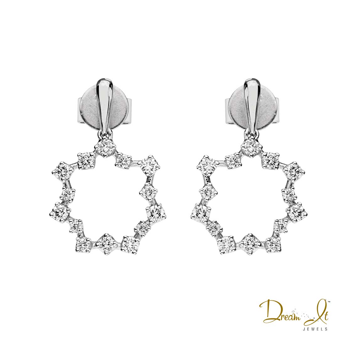 14 Karat White Gold and Diamond (0.54ct) Snow Flake Dangling Earrings | Dream It Jewels