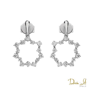 14 Karat White Gold and Diamond (0.54ct) Snow Flake Dangling Earrings | Dream It Jewels