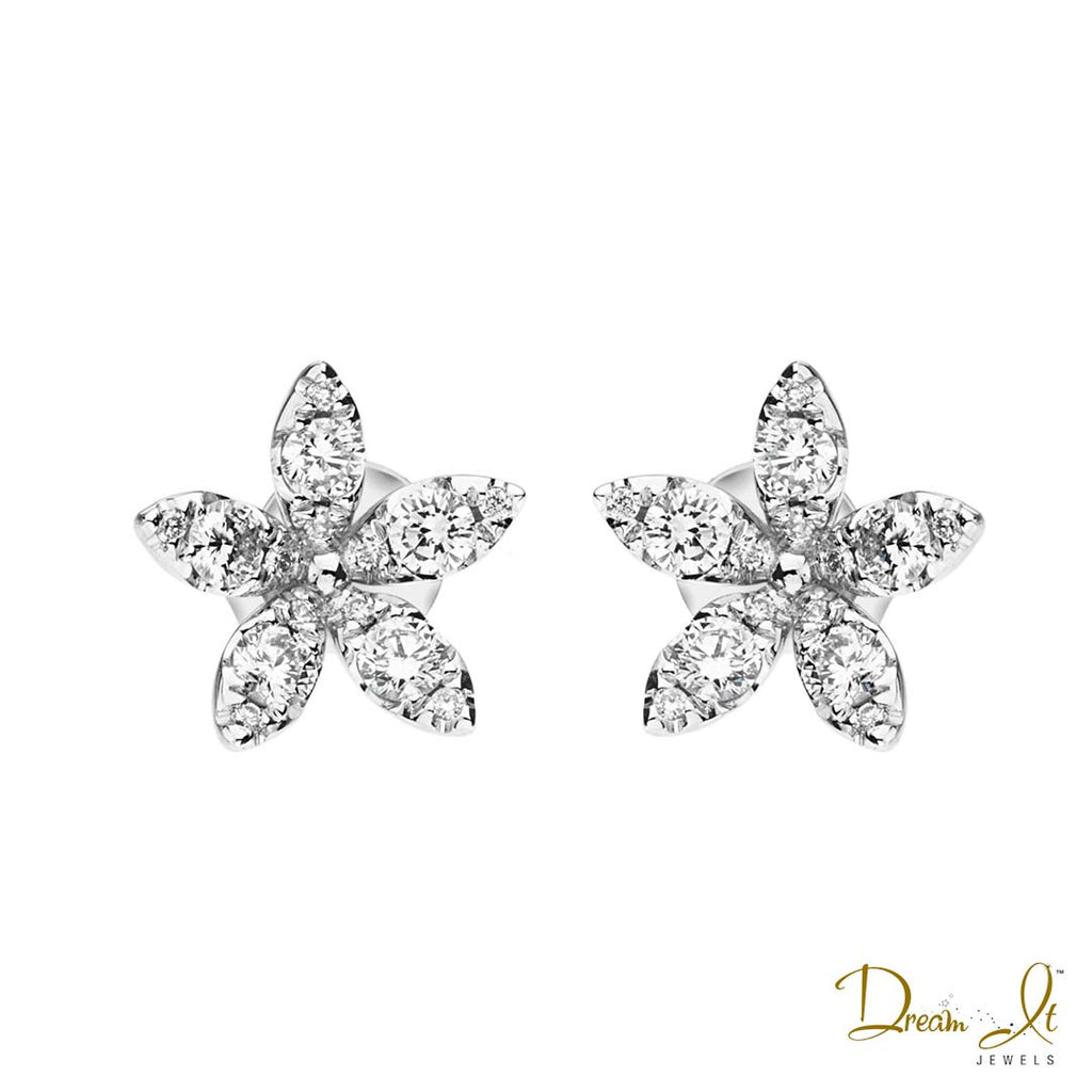 14 Karat White Gold and Diamond (0.64ct) Star Shape Earrings | Dream It Jewels