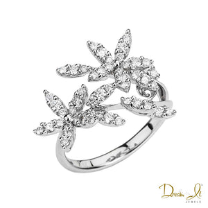 14 Karat Gold and Diamond (0.71ct) Floral Ring
