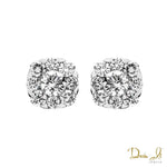 14 Karat White Gold and Diamond (1.05ct) Cluster Cushion Shape Earrings | Dream It Jewels