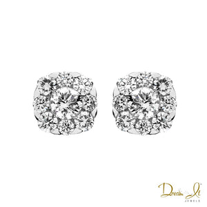 14 Karat White Gold and Diamond (1.05ct) Cluster Cushion Shape Earrings | Dream It Jewels