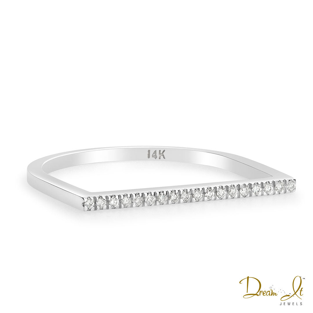 14 Karat White Gold and Diamond (0.07ct) Stackable U Shape Ring | Dream It Jewels 