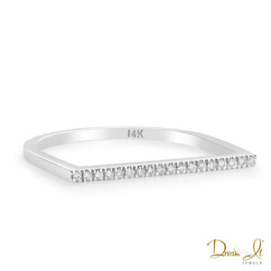 14 Karat White Gold and Diamond (0.07ct) Stackable U Shape Ring | Dream It Jewels 