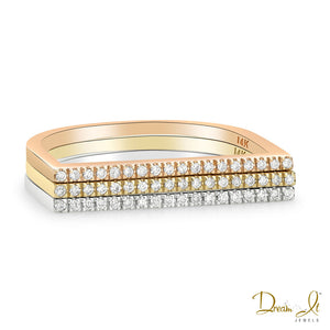 14 Karat Gold and Diamond (0.07ct) Stackable U Shape Rings | Dream It Jewels 