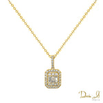 14 Karat Yellow Gold and Baguette Diamond (0.33ct) Pendant | Dream It Jewels 