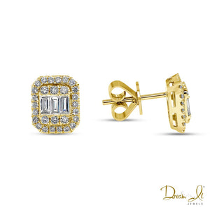 14 Karat Yellow Gold and Baguette Diamond (0.57ct) Earrings - Dream It Jewels