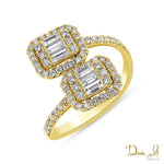 14 Karat Yellow Gold and Baguette Diamond (0.71ct) Bypass Design Ring | Dream It Jewels 