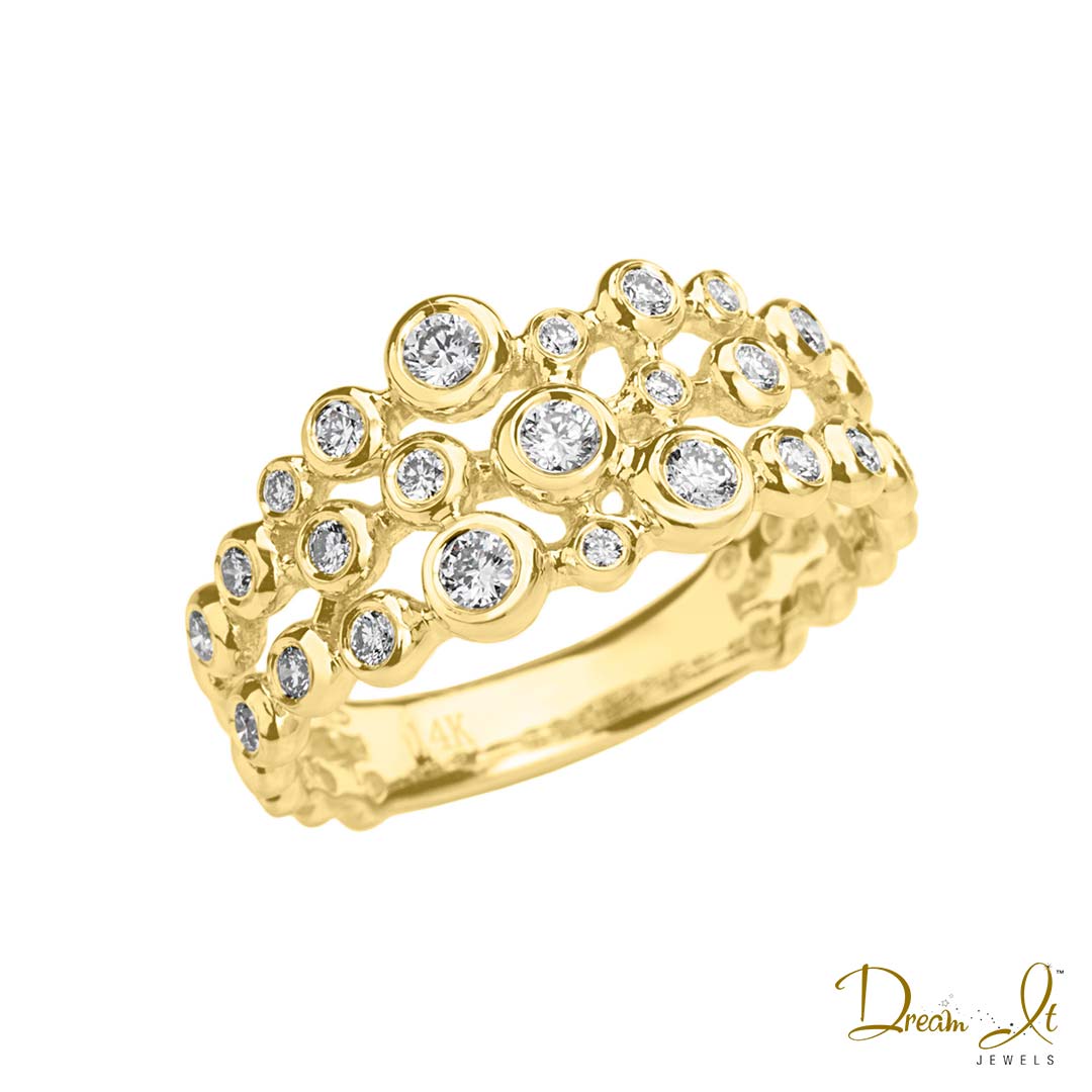 14 Karat Yellow Gold and Bezel Set Diamond (0.36ct) Band | Dream It Jewels 