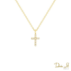 14 Karat Yellow Gold and Diamond (0.04ct) Cross Pendant | Dream It Jewels 