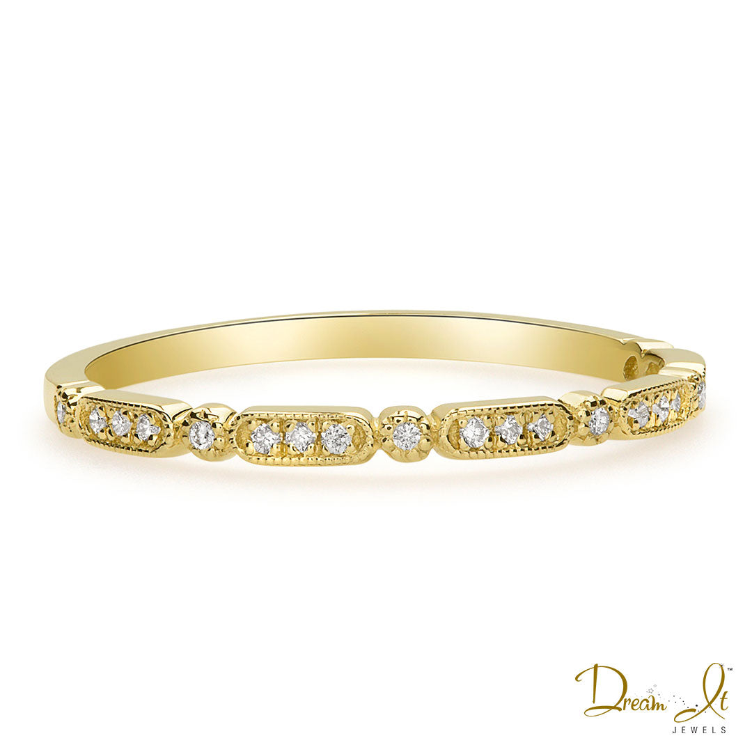 14 Karat Yellow Gold and Diamond (0.09ct) Stackable Ring | Dream It Jewels 