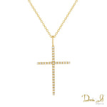 14 Karat Yellow Gold and Diamond (0.10ct) Cross Pendant | Dream It Jewels 