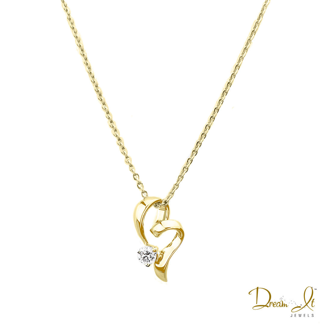 14 Karat Yellow Gold and Diamond (0.11ct) Heart Pendant | Dream It Jewels