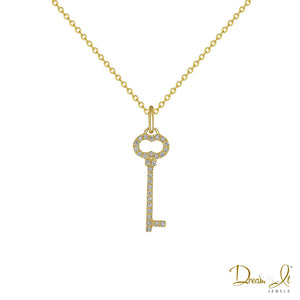 14 Karat Yellow Gold and Diamond (0.11ct) Key Pendant | Dream It Jewels