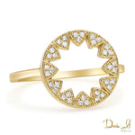 14 Karat Yellow Gold and Diamond (0.12ct) Open Star Ring | Dream It Jewels 