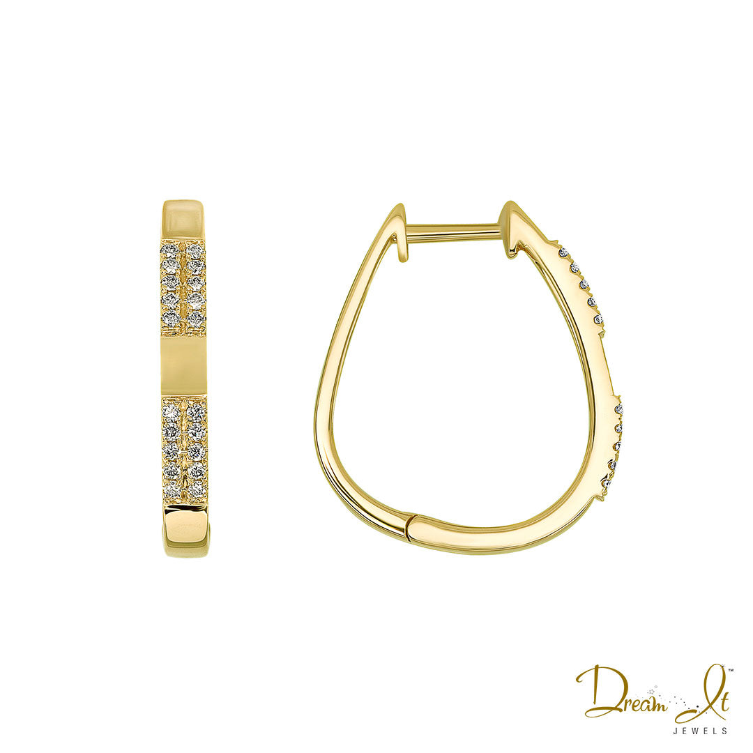 14 Karat Yellow Gold and Diamond (0.15ct) Hoop Earrings | Dream It Jewels