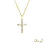 14 Karat Yellow Gold and Diamond (0.16ct) Cross Pendant | Dream It Jewels 