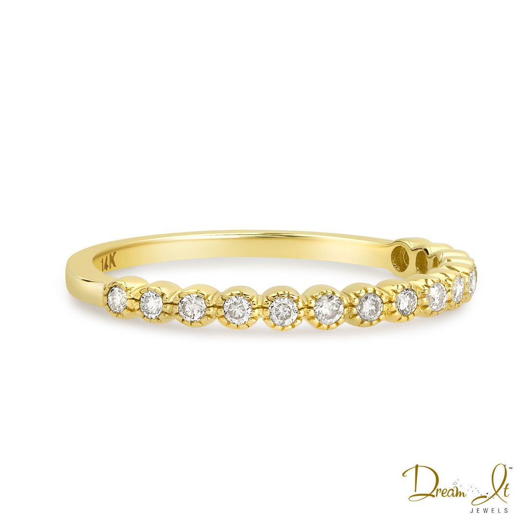 14 Karat Yellow Gold and Diamond (0.18ct) Stackable Ring | Dream It Jewels