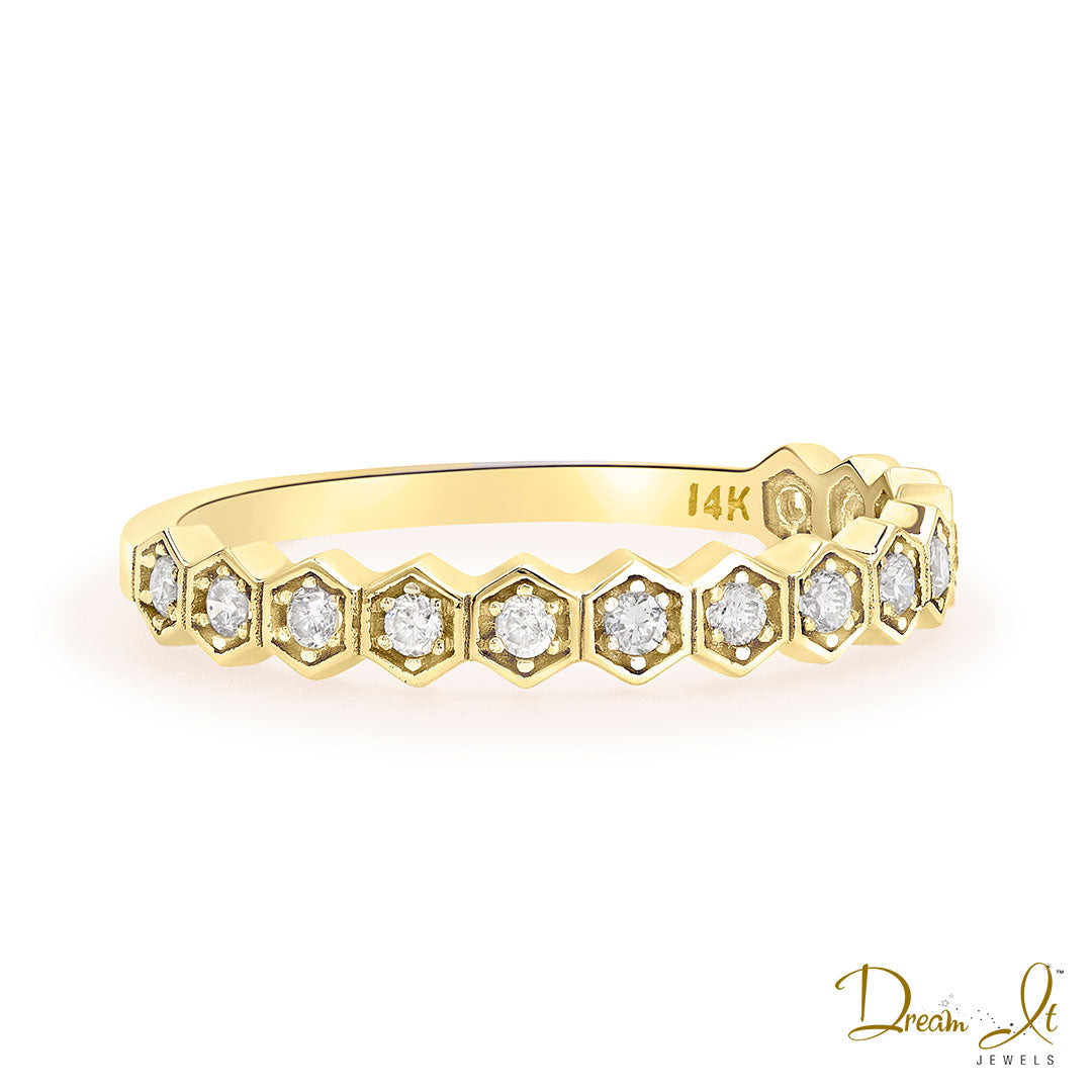 14 Karat Yellow Gold and Diamond (0.19ct) Stackable Ring | Dream It Jewels