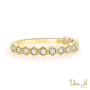 14 Karat Yellow Gold and Diamond (0.19ct) Stackable Ring | Dream It Jewels