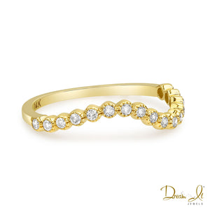14 Karat Yellow Gold and Diamond (0.19ct) Stackable Wavy Ring | Dream It Jewels