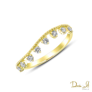 14 Karat Yellow Gold and Diamond (0.20ct) Beaded Design Wavy Ring | Dream It Jewels 