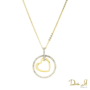 14 Karat Yellow Gold and Diamond (0.20ct) Heart Pendant | Dream It Jewels