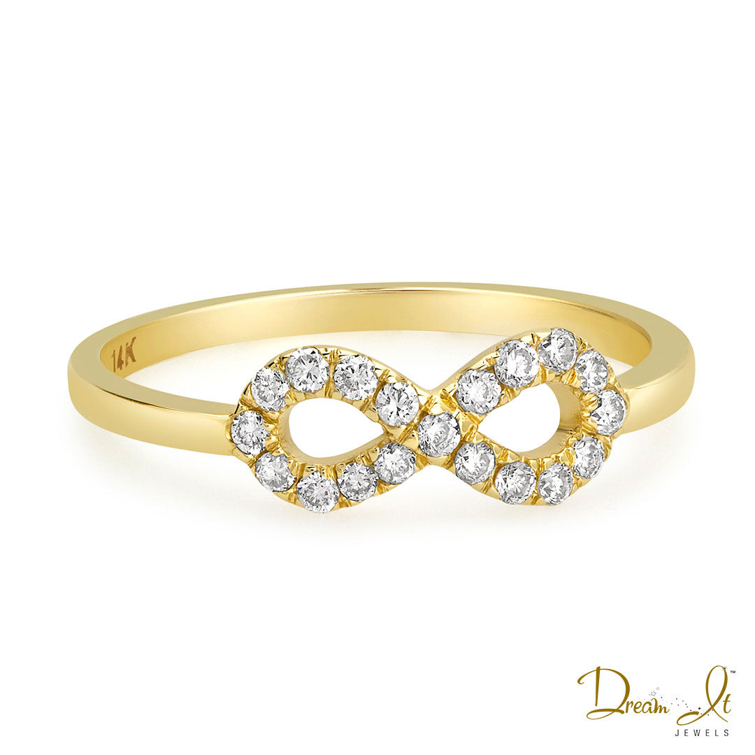 14 Karat Yellow Gold and Diamond (0.23ct) Infinity Ring | Dream It Jewels