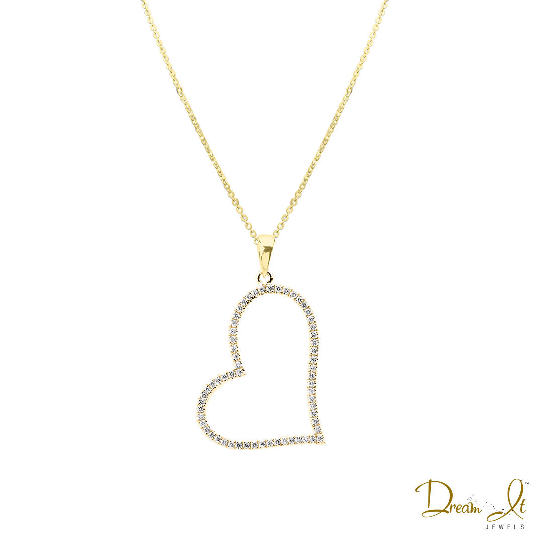 14 Karat Yellow Gold and Diamond (0.24ct) Heart Pendant | Dream It Jewels