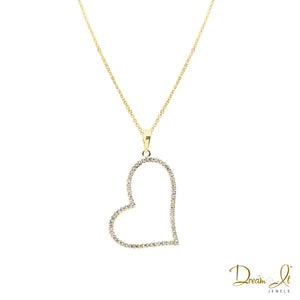 14 Karat Yellow Gold and Diamond (0.24ct) Heart Pendant | Dream It Jewels