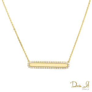 14 Karat Yellow Gold and Diamond (0.24ct) Name Plate Necklace | Dream It Jewels 