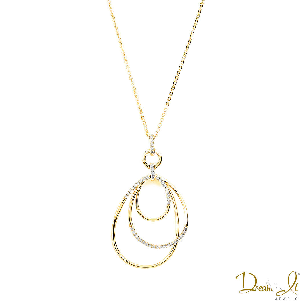 14 Karat Yellow Gold and Diamond (0.29ct) Hoop Pendant | Dream It Jewels 