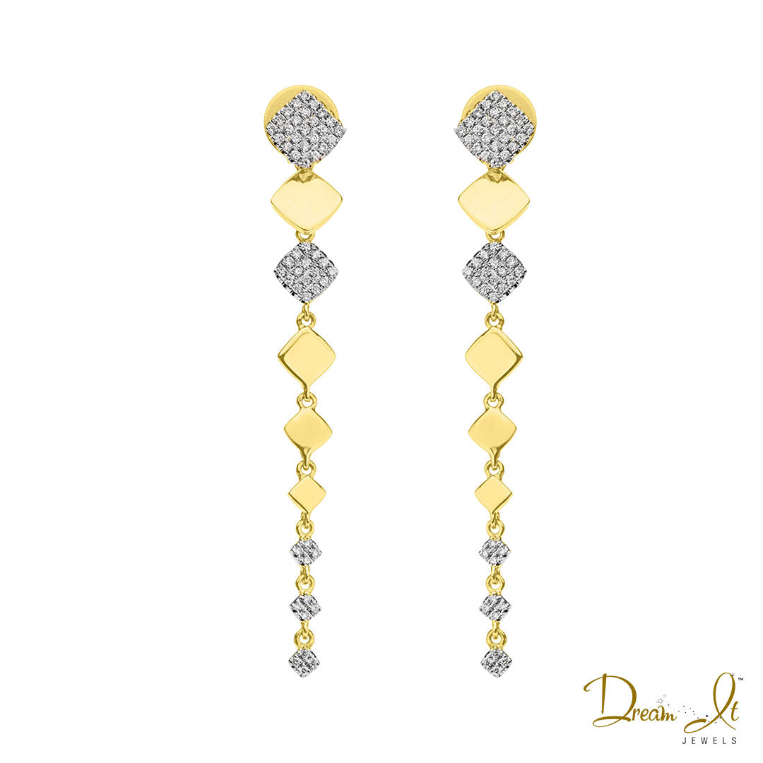 14 Karat Yellow Gold and Diamond (0.30ct) Dangling Diamond Earrings | Dream It Jewels