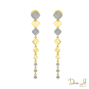 14 Karat Yellow Gold and Diamond (0.30ct) Dangling Diamond Earrings | Dream It Jewels
