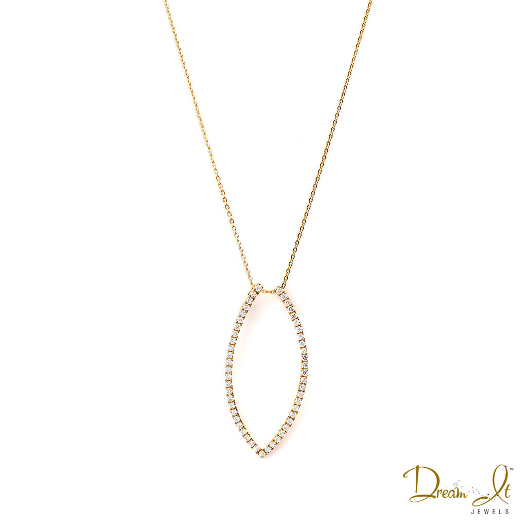 14 Karat Yellow Gold and Diamond (0.30ct) Oval Shape Pendant | Dream It Jewels 