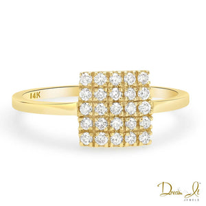 14 Karat Yellow Gold and Diamond (0.30ct) Square Design Ring | Dream It Jewels