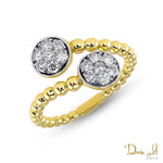 14 Karat Yellow  Gold and Diamond (0.46ct) Beaded Bypass Ring | Dream It Jewels