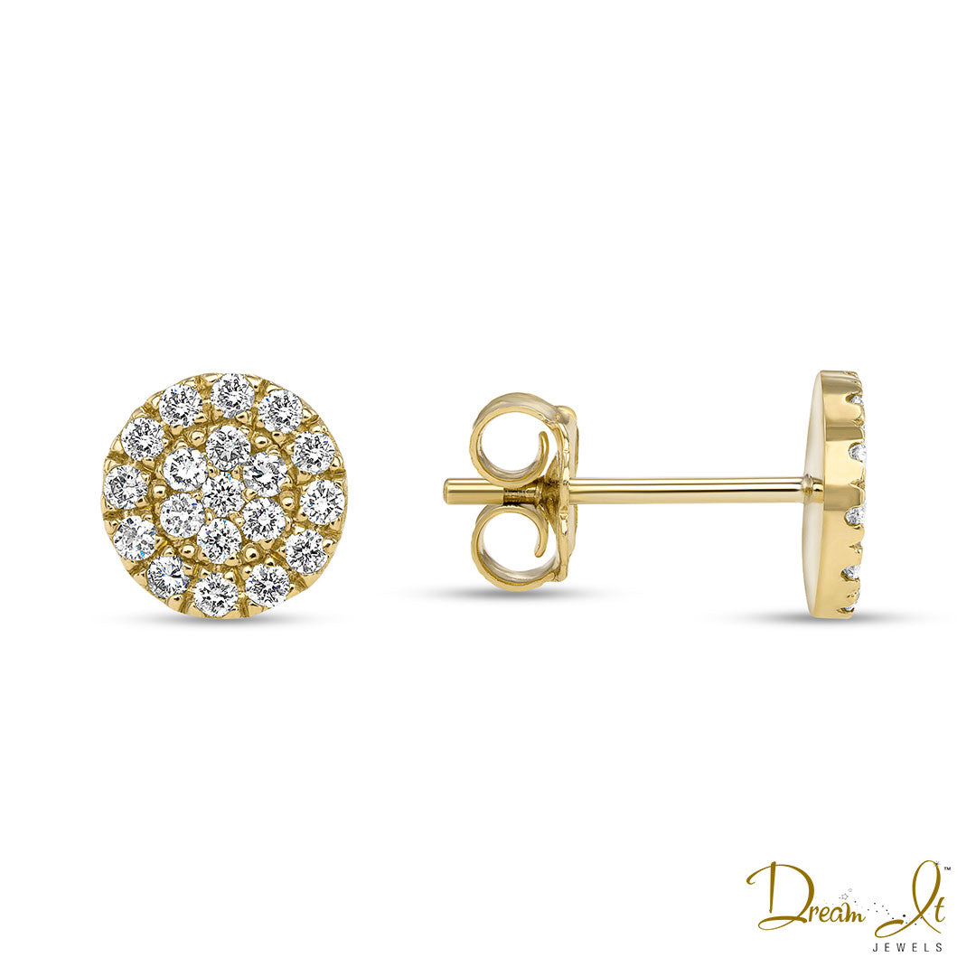 14 Karat Yellow Gold and Diamond (0.46ct) Cluster Earrings - Dream It Jewels