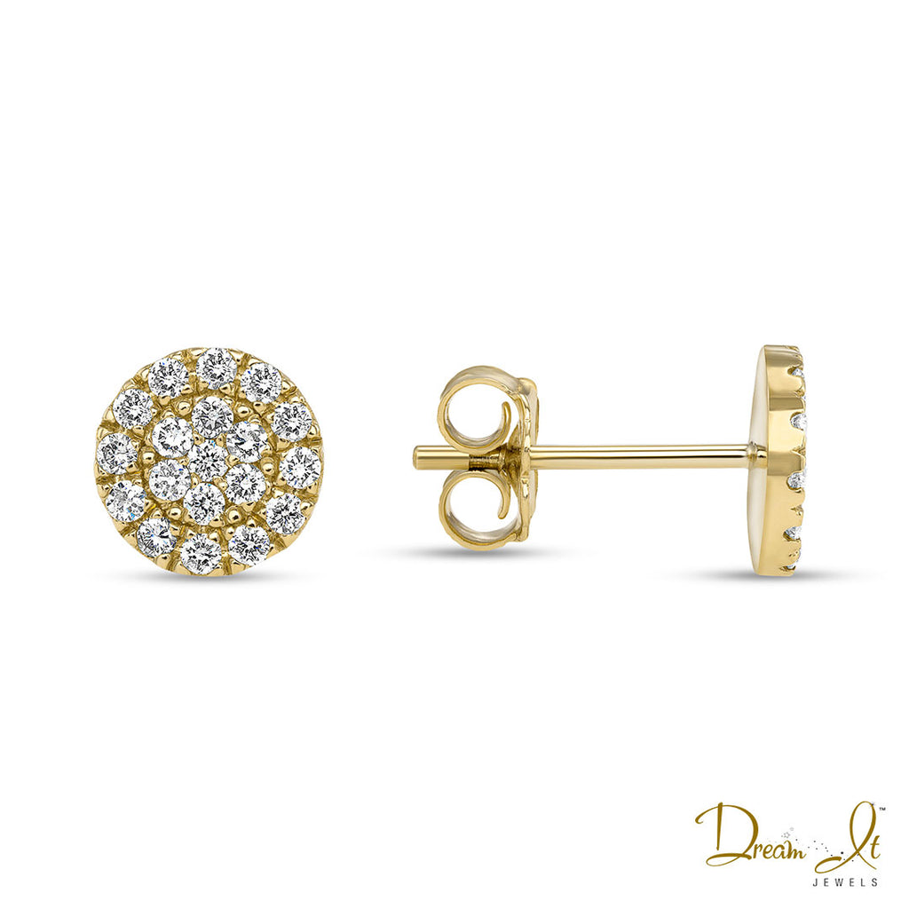 14 Karat Yellow Gold and Diamond (0.46ct) Cluster Earrings - Dream It Jewels