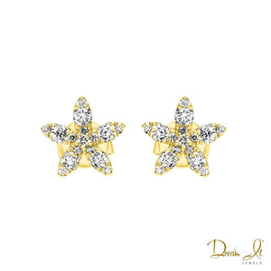 14 Karat Yellow Gold and Diamond (0.49ct) Star Shape Earrings | Dream It Jewels