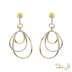 14 Karat Yellow Gold and Diamond (0.55ct) Dangling Hoop Earrings | Dream It Jewels