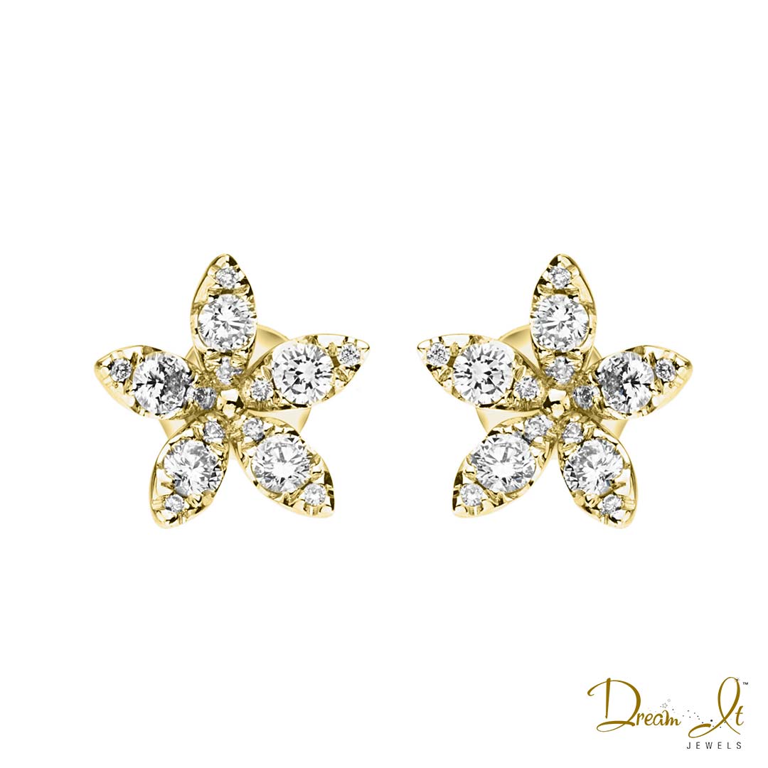 14 Karat Yellow Gold and Diamond (0.64ct) Star Shape Earrings | Dream It Jewels