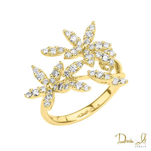 14 Karat Gold and Diamond (0.71ct) Floral Ring
